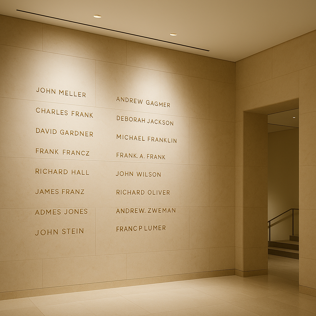 Elegant marble donor recognition wall
