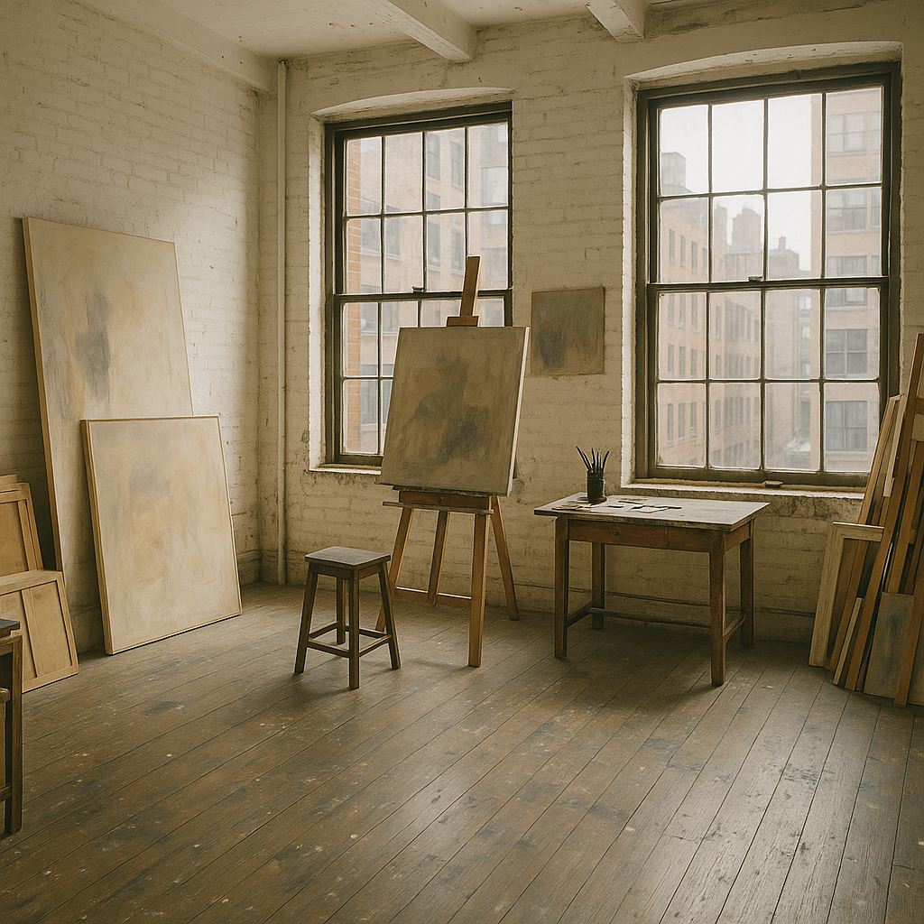 Interior of an artist studio in West Chelsea